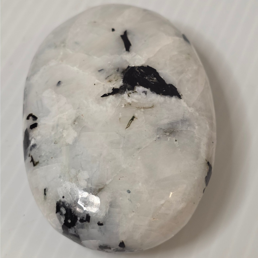 Unbranded Moonstone Palm Stone 2.75in White Black Excellent Specimen